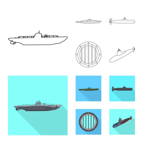 Векторні ілюстрації військових і корабельних значків. Набір військових і флоту Векторні ілюстрації . — стоковий вектор