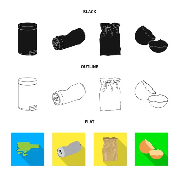 덤프 및 정렬 표시의 고립 된 개체입니다. 덤프 및 재고에 대 한 정크 벡터 아이콘 세트. — 스톡 벡터