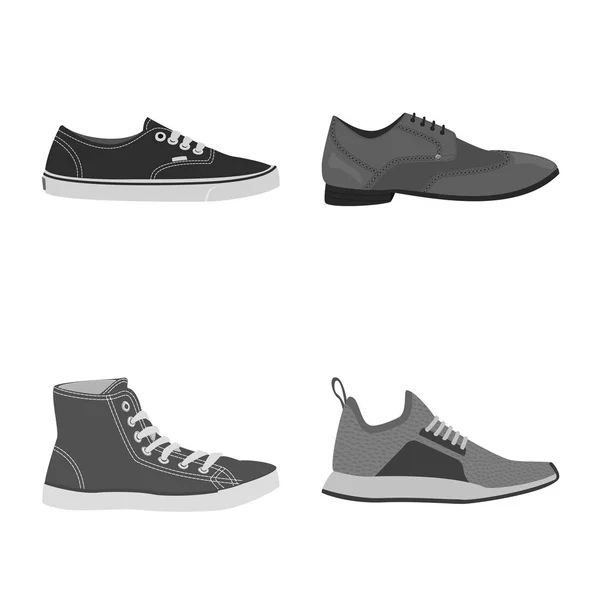 Ilustracja wektorowa logo butów i obuwia. Zestaw butów i stóp Stockowa ilustracja wektorowa. — Wektor stockowy