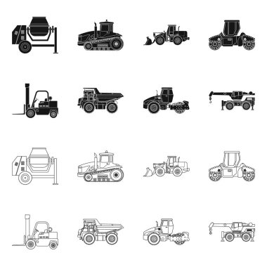 Yapı ve inşaat işareti yalıtılmış nesne. Hisse senedi için yapı ve makine vektör simge kümesi.