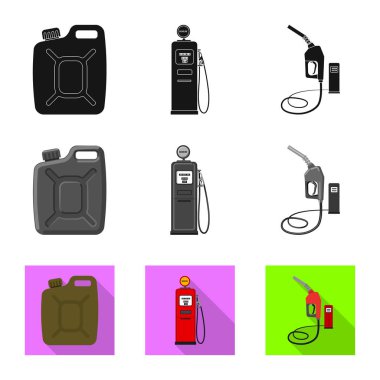 Petrol ve gaz logo vektör Illustration. Petrol kümesi ve hisse senedi için benzin vektör simgesi.