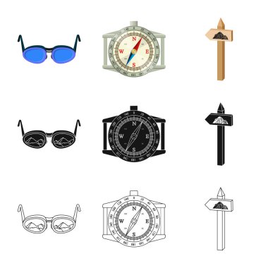 Dağcılık ve tepe simge vektör Illustration. Kamp ve dağcılık topluluğu stok vektör çizim.