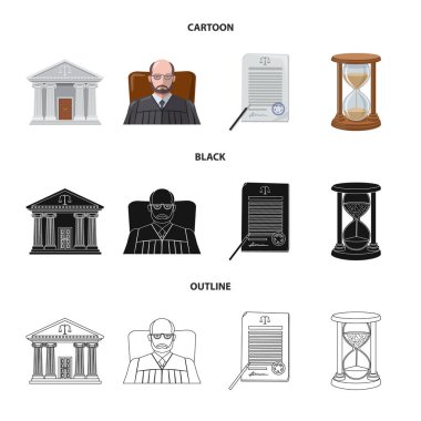 Hukuk ve avukat simge vektör Illustration. Hukuk ve adalet hisse senedi vektör çizim topluluğu.