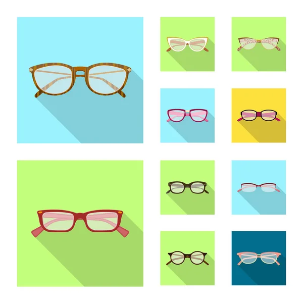 眼镜和框架图标的矢量设计。眼镜的收集和辅助股票向量例证. — 图库矢量图片