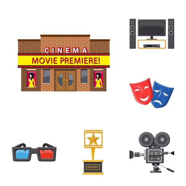 Ilustración vectorial del signo de cine y teatro. Conjunto de cine y entretenimiento símbolo de stock para web . — Vector de stock