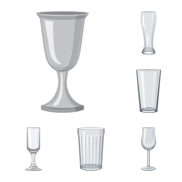 Векторний дизайн посуду та контейнерного знаку. Набір посуду та скляного посуду Векторні ілюстрації . — стоковий вектор