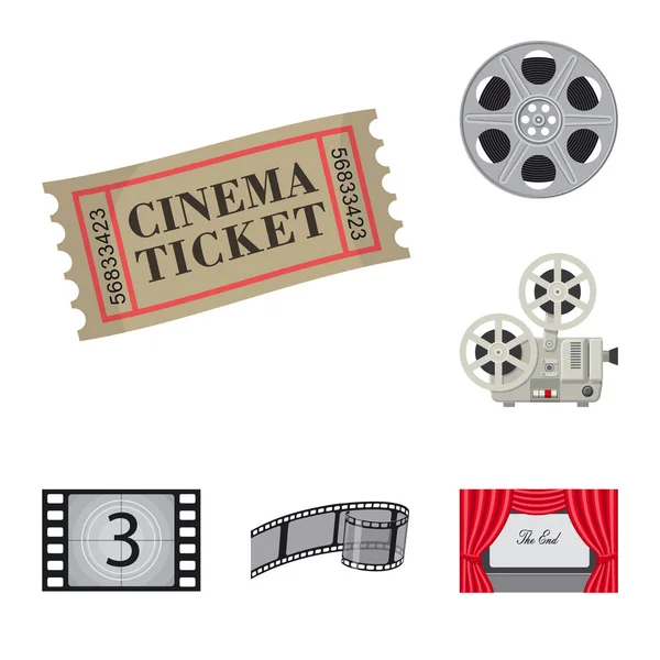 Isolated object of cinema  and theater sign. Collection of cinema  and entertainment vector icon for stock. — Stock Vector