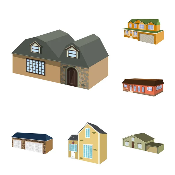 Vector design of building and home icon. Collection of building and construction stock symbol for web. — Stock Vector