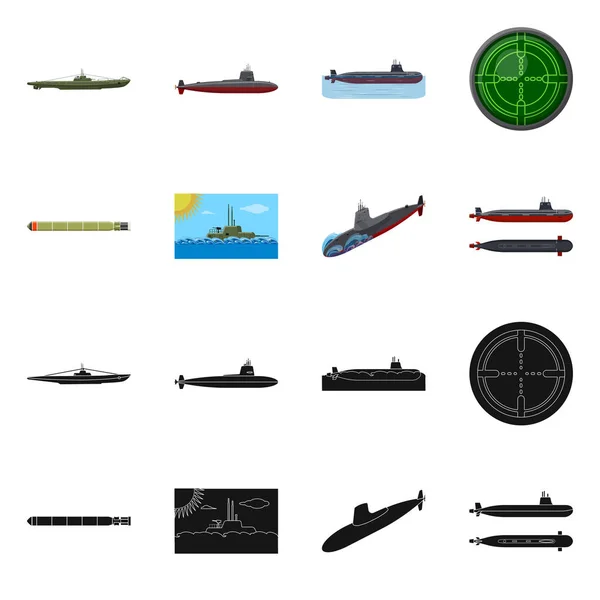 Objeto aislado de guerra y símbolo del barco. Colección de guerra y vector de flota icono para stock . — Vector de stock