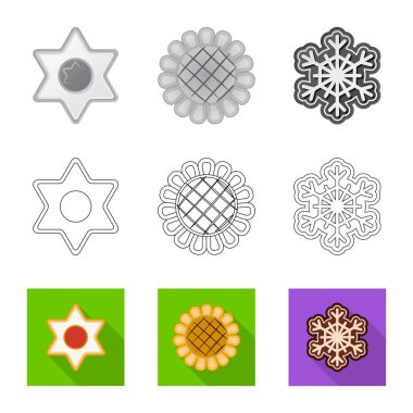 Bisküvi illüstrasyon vektör ve işareti fırında. Hisse senedi için bisküvi ve çikolata vektör simge kümesi.