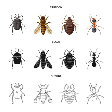 Böcek ve sinek simge vektör Illustration. Böcek ve öğe hisse senedi vektör çizim seti.