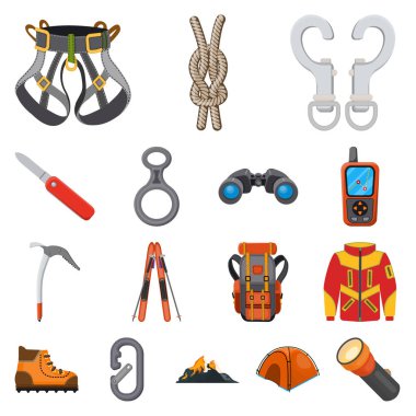 Dağcılık ve en yüksek işareti çizimi vektör. Dağcılık ve kamp stok vektör çizim.