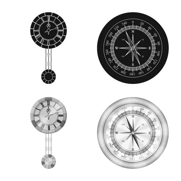 Objeto isolado de relógio e símbolo de tempo. Conjunto de relógio e círculo símbolo de estoque para web . — Vetor de Stock