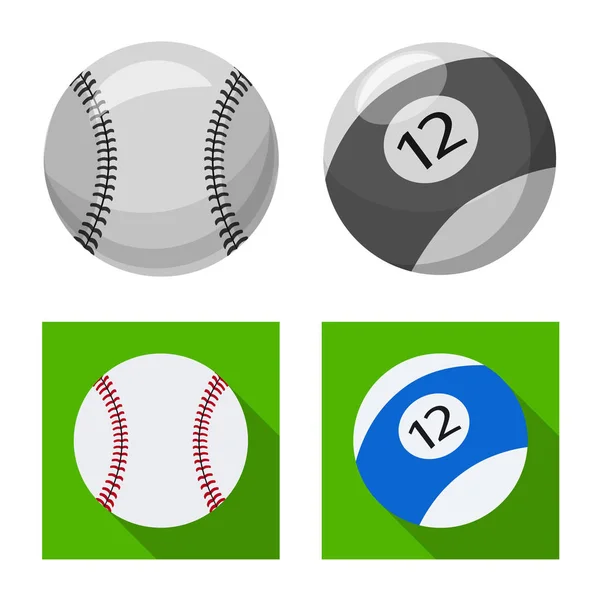 Design vetorial de esporte e ícone de bola. Conjunto de esporte e ícone de vetor atlético para estoque . — Vetor de Stock