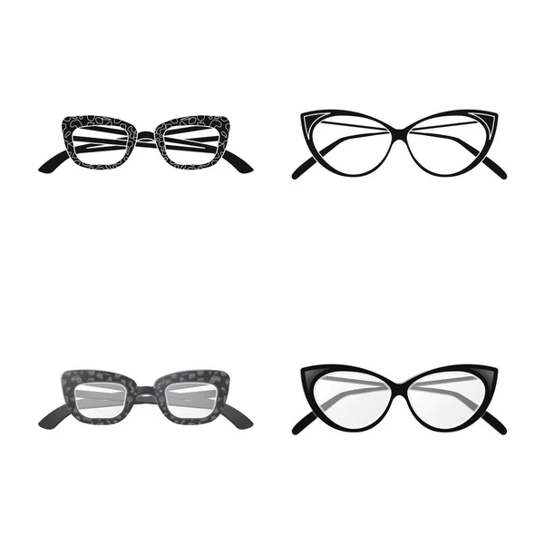 Conception vectorielle des lunettes et du logo du cadre. Collection de lunettes et accessoires illustration vectorielle de stock . — Image vectorielle