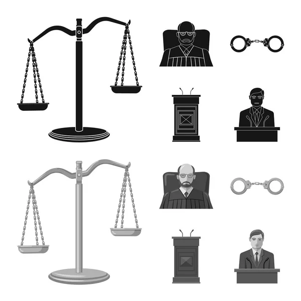 Illustration vectorielle du droit et symbole de l'avocat. Collection de la loi et de la justice stock symbole pour le web . — Image vectorielle