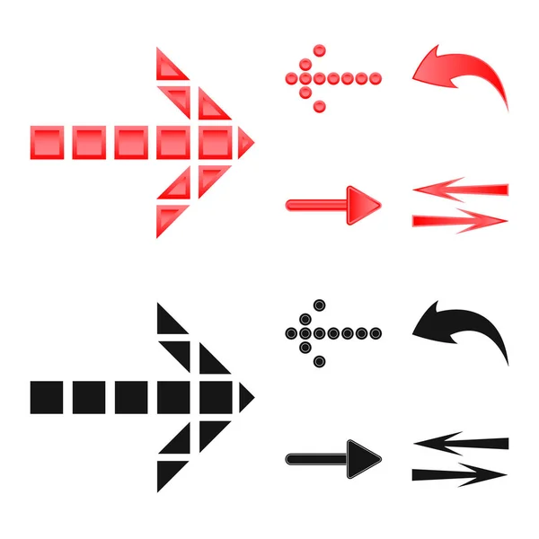 Diseño vectorial de elemento e icono de flecha. Conjunto de elemento e icono de vector de dirección para stock . — Archivo Imágenes Vectoriales
