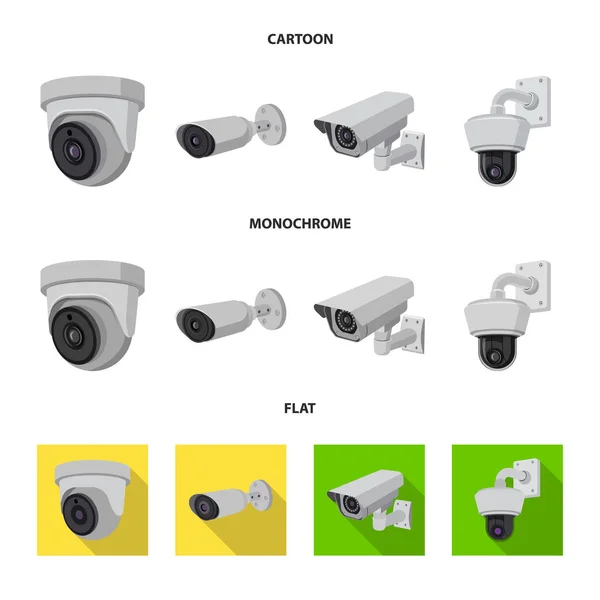 Векторный дизайн видеонаблюдения и логотипа камеры. Набор значков видеонаблюдения и вектора системы на складе . — стоковый вектор