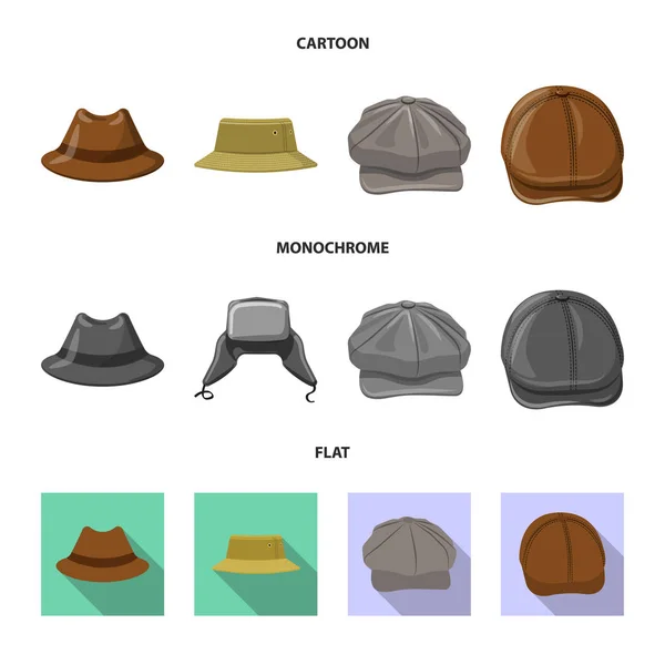 Şapkalar ve kap işareti tasarımını vektör. Şapkalar ve web için aksesuar hisse senedi simgesi. — Stok Vektör