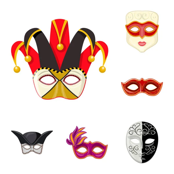 Isolated object of carnival and theatrical icon. Collection of carnival and mystery vector icon for stock. — Stock Vector