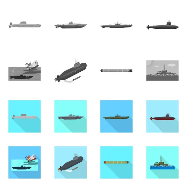 Projeto vetorial de guerra e sinal de navio. Coleção de guerra e símbolo de estoque de frota de web . — Vetor de Stock