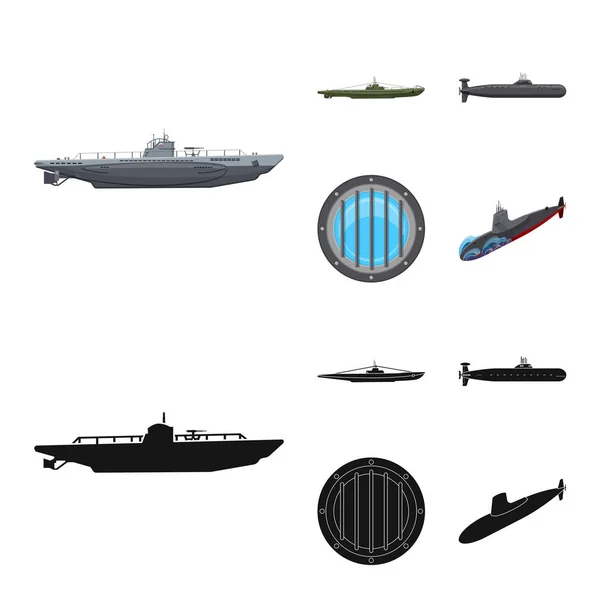 Vektorillustration av krig och fartyget symbol. Samling av krig och flottan lager vektorillustration. — Stock vektor