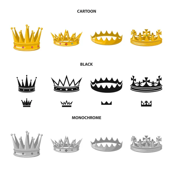 Geïsoleerde object van middeleeuwse en symbool van de adel. Set van middeleeuwse en monarchie aandelensymbool voor web. — Stockvector