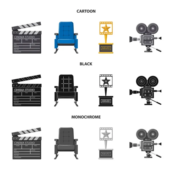 Vector ontwerp van televisie en het filmen van teken. Reeks van de televisie en het bekijken van de voorraad vectorillustratie. — Stockvector