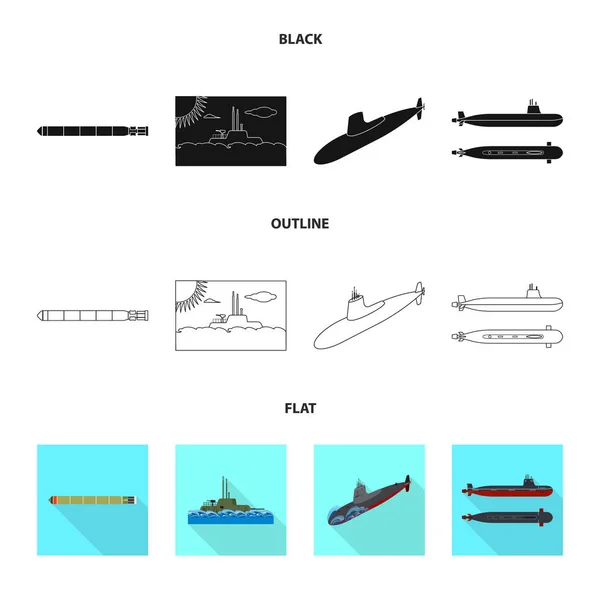 Ilustración vectorial de guerra y símbolo del barco. Conjunto de guerra y flota stock vector ilustración . — Vector de stock