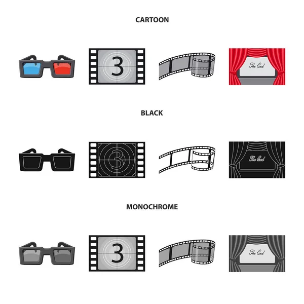 Vectorillustratie van televisie en het filmen van teken. Collectie van televisie en voorraad vectorillustratie weergeven. — Stockvector