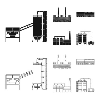 Üretim ve yapısı logo vektör Illustration. Üretim ve teknoloji hisse senedi simgesi web için set.