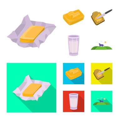 Vektör çizimi krem ve ürün simgesi. Ayarla, krem ve çiftlik hisse senedi için vektör simgesi.