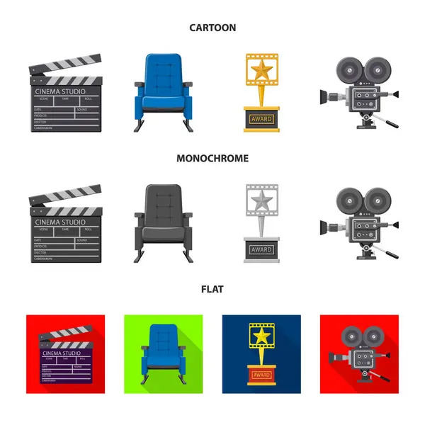 Projeto vetorial de televisão e símbolo de filmagem. Conjunto de televisão e visualização vetor ícone para estoque . —  Vetores de Stock