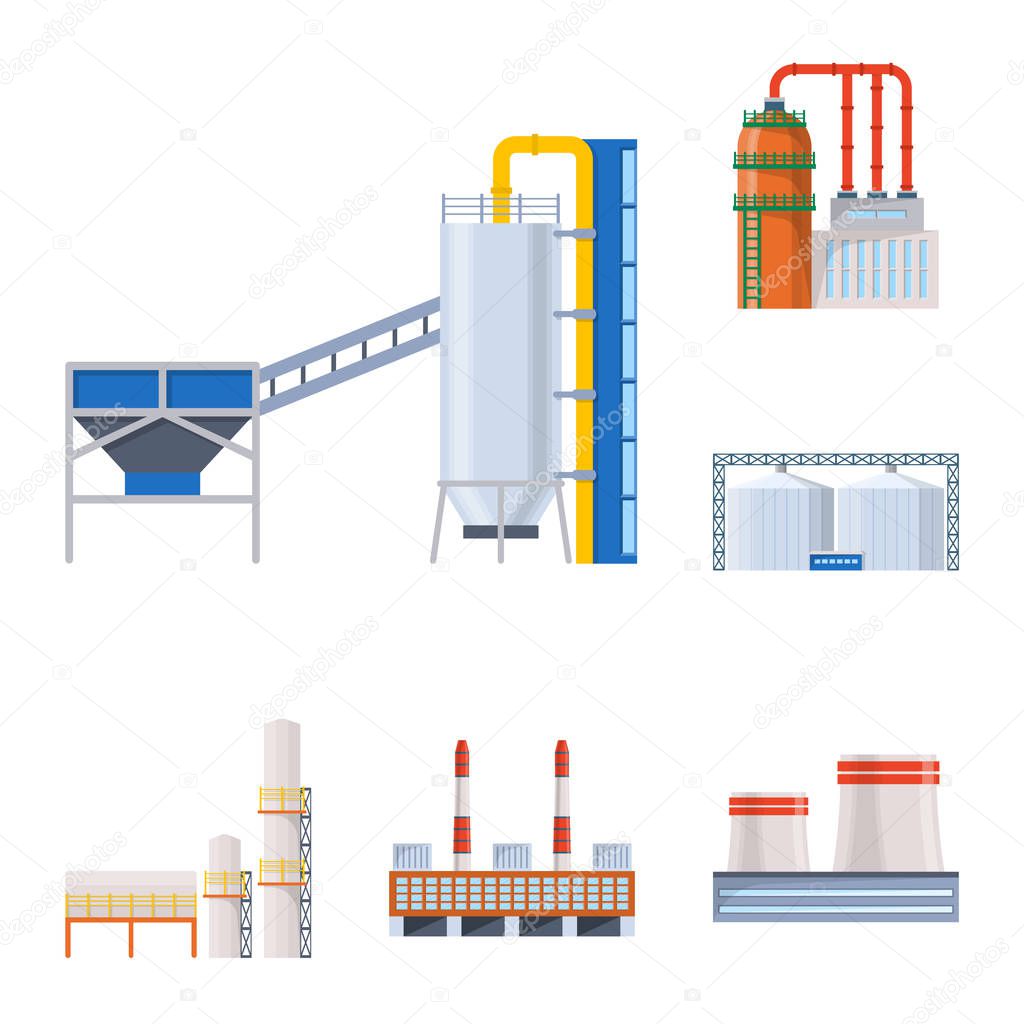 Isolated object of industry and building icon. Collection of industry and construction stock vector illustration.