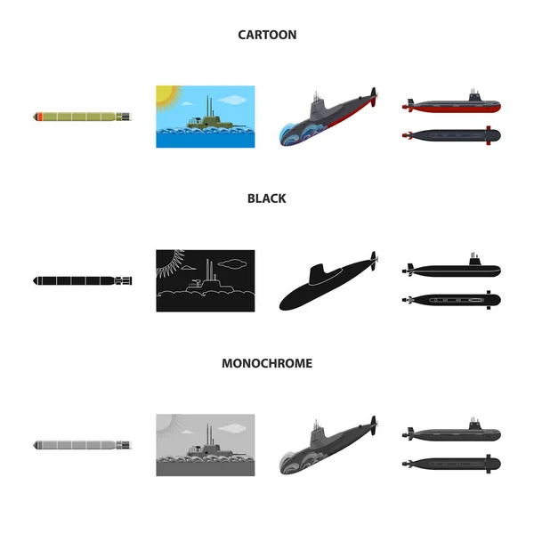 Objeto aislado de guerra y símbolo del barco. Conjunto de guerra y flota stock vector ilustración . — Archivo Imágenes Vectoriales