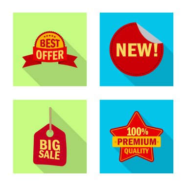 Amblem ve rozet simge vektör Illustration. Hisse senedi için amblem ve etiket vektör simge topluluğu.