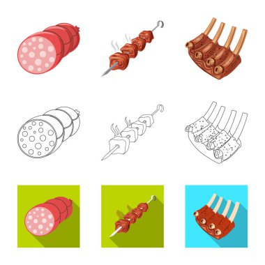 Et ve jambon simge vektör tasarımı. Et ve hisse senedi vektör çizim pişirme koleksiyonu.