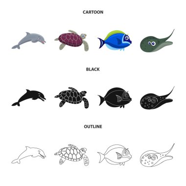 Deniz ve hayvan simgesi yalıtılmış nesne. Deniz ve hisse senedi için deniz vektör simge kümesi.