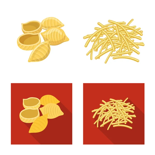 Design vettoriale di pasta e segno di carboidrati. Collezione di pasta e maccheroni stock symbol per il web . — Vettoriale Stock