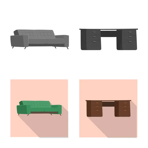 Ilustração vetorial de mobiliário e símbolo de trabalho. Coleção de móveis e ícone vetor home para estoque . — Vetor de Stock