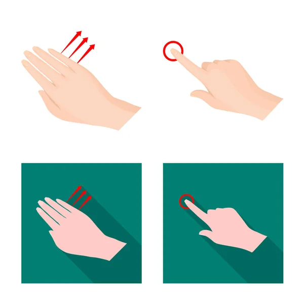 Objeto isolado de tela sensível ao toque e logotipo da mão. Coleção de tela sensível ao toque e ícone de vetor de toque para estoque . — Vetor de Stock