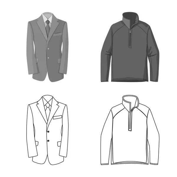 Vectorillustratie van mens en kleding pictogram. Instellen van de mens en het dragen van voorraad vectorillustratie. — Stockvector