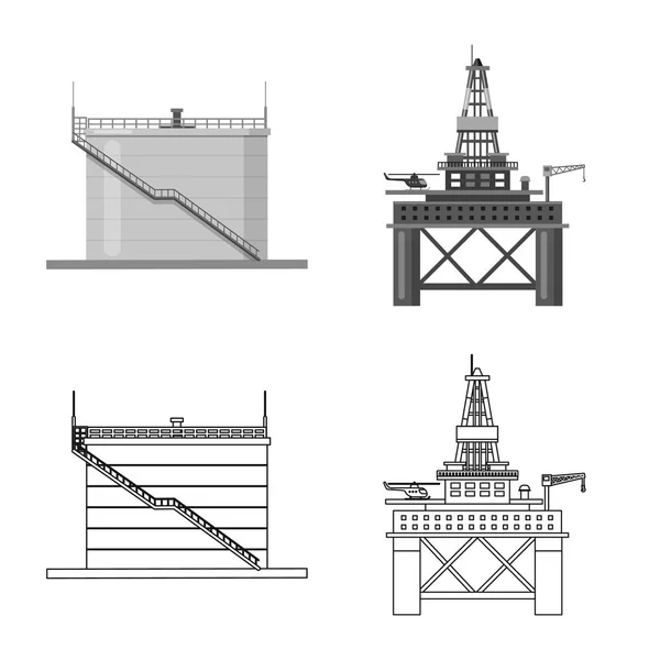 Projeto vetorial do logotipo do óleo e do gás. Coleta de óleo e gasolina símbolo de estoque para web . — Vetor de Stock