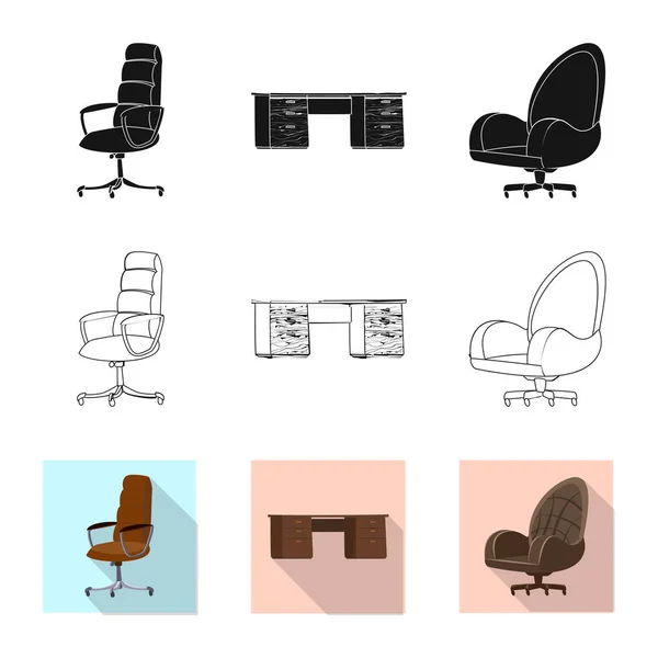 Vector design bútorokkal és munka logó. Gyűjteménye bútorok és otthoni stock vektor illusztráció. — Stock Vector