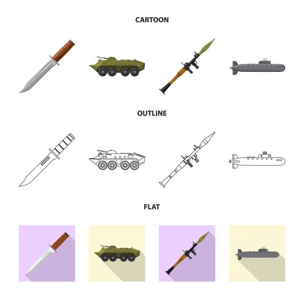 Objeto aislado de arma y símbolo de arma. Conjunto de armas y ejército símbolo de stock para la web . — Vector de stock