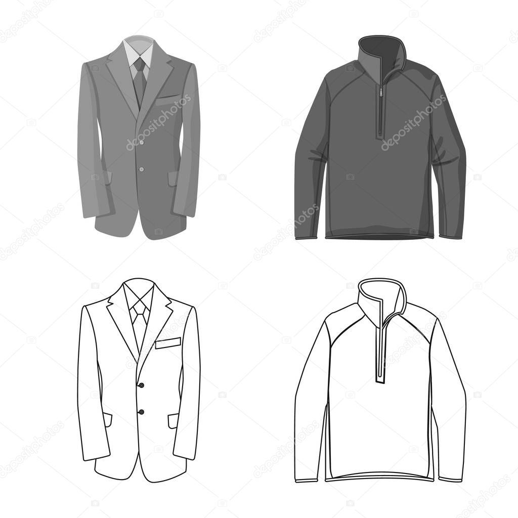 Isolated object of man and clothing symbol. Collection of man and wear vector icon for stock.