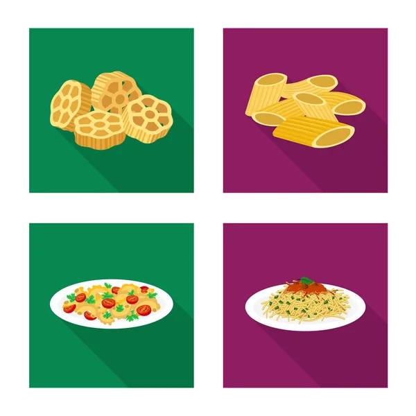 Objeto aislado de pasta y signo de carbohidratos. Colección de pasta y macarrones símbolo de stock para web . — Archivo Imágenes Vectoriales