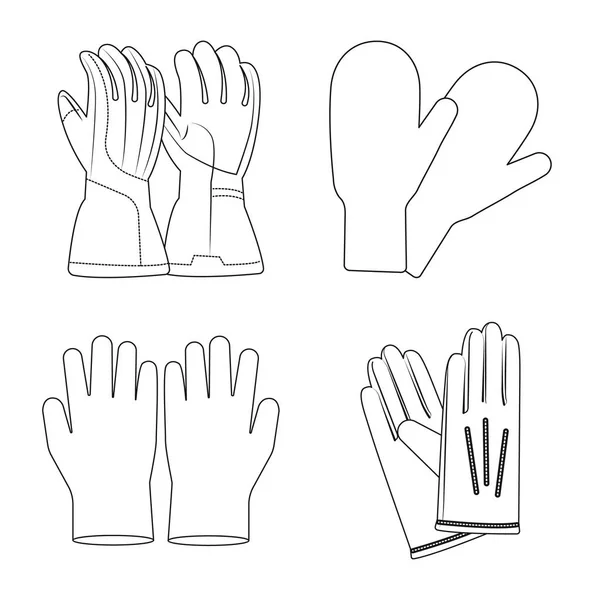 Vektor-Design von Handschuhen und Wintersymbol. Sammlung von Handschuhen und Ausrüstung Vektor Illustration. — Stockvektor