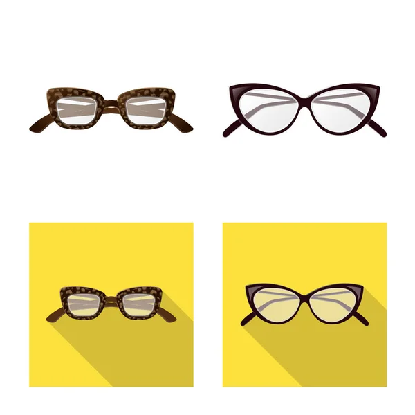 Vektor-Illustration von Brille und Rahmenschild. Sammlung von Brillen und Zubehör Stock Vector Illustration. — Stockvektor