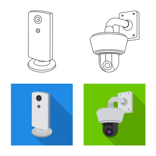 Diseño vectorial de cctv y símbolo de la cámara. Conjunto de cctv y sistema de ilustración de vector de stock . — Vector de stock